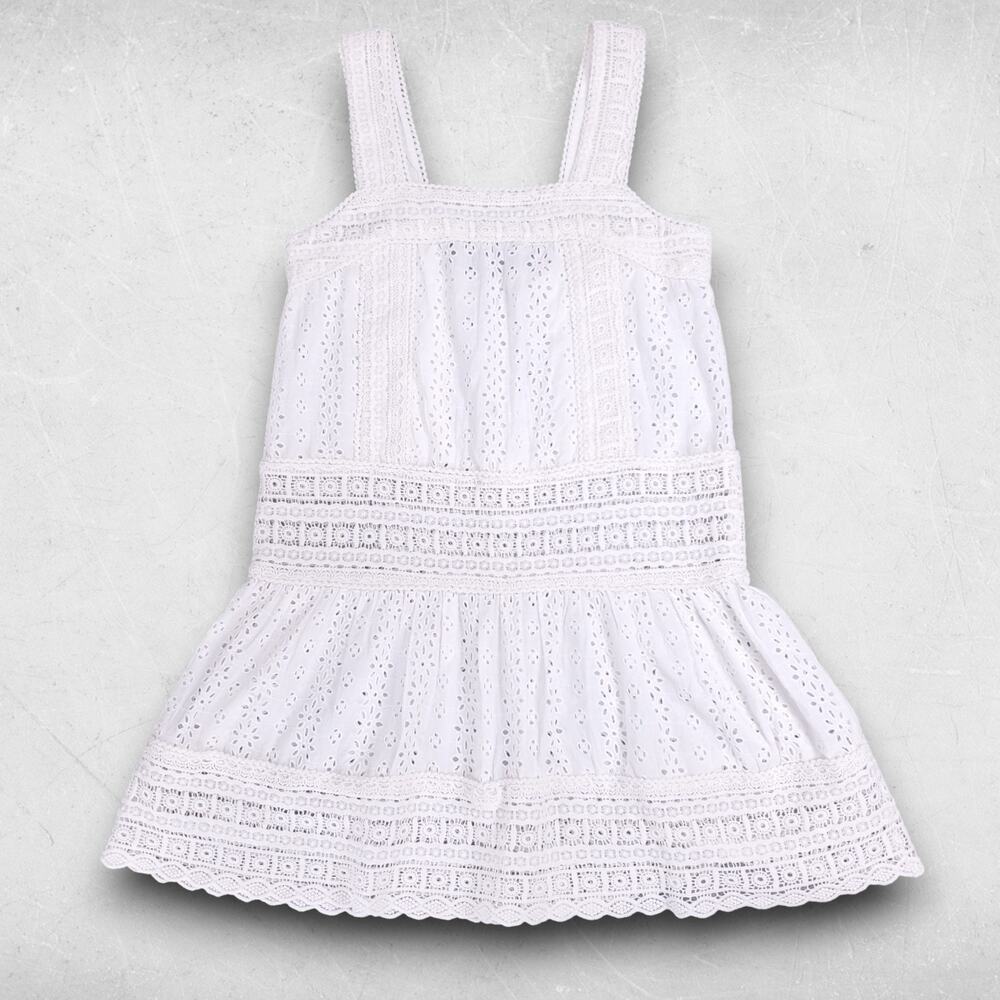 OndadeMar Eyelet Cover Up Dress S White Cotton Square Neck Resort Beach Swim